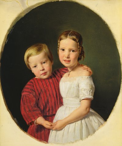 Portret van twee kinderen door Ferdinand Georg Waldmuller